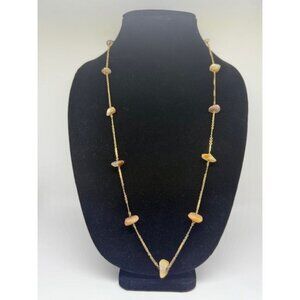 Vintage Signed Les Bernard Gold Tone Chain and Stone Beaded Necklace